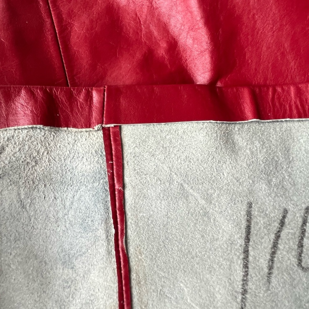 G-III REAL LEATHER Vintage Red Lined Pencil Skirt Size 9/10 - Picture 4 of 11
